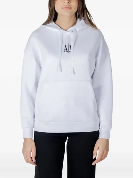 Hanorac cu glugă Armani Exchange cu imagine cu cordon alb