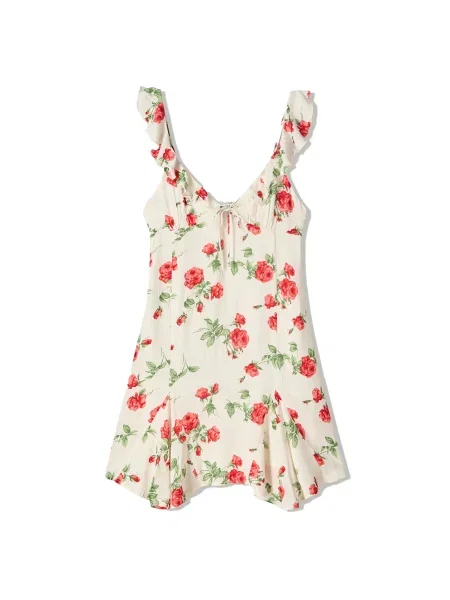 Bershka Rochie de vară verde / verde închis / roșu alb