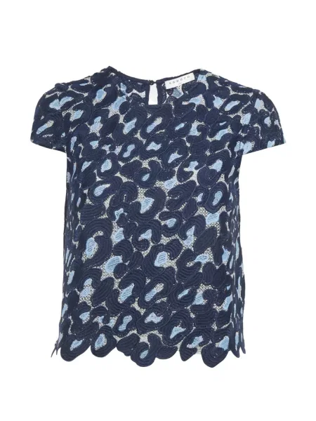 Decupat tricou Sandro din dantelă albastru