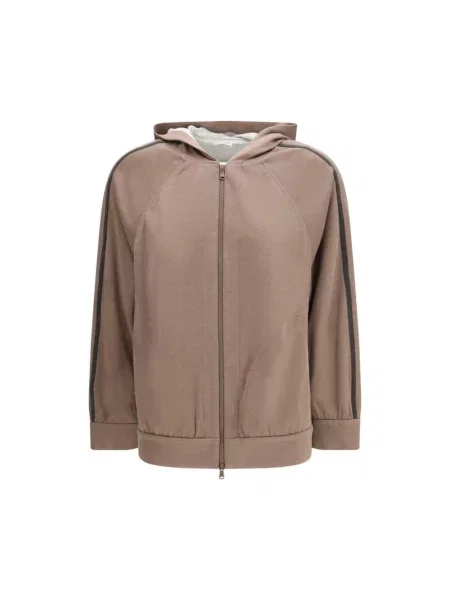 Jedwabna bluza Brunello Cucinelli brązowa