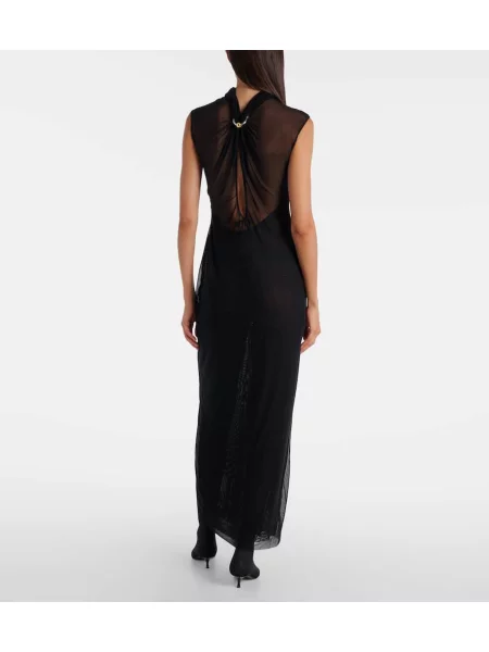 Rochie maxi Jean Paul Gaultier plasă de costum negru