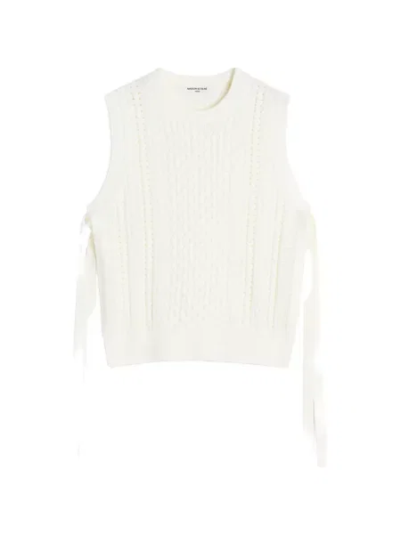 Vestă Maison Kitsune tricotate cu legături alb