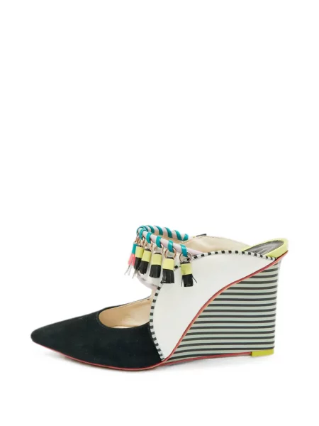 Papuci tip mules Sophia Webster cu pană negru