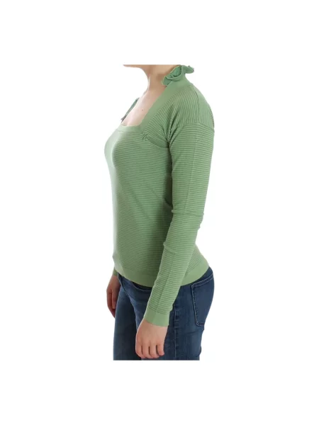 Sweter Ermanno Scervino w paski z paskiem zielony