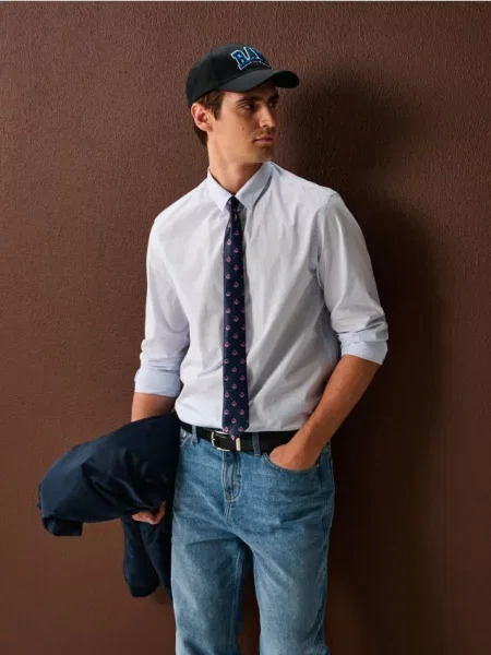 Sinsay Krawat z nadrukiem w piki wielobarwny