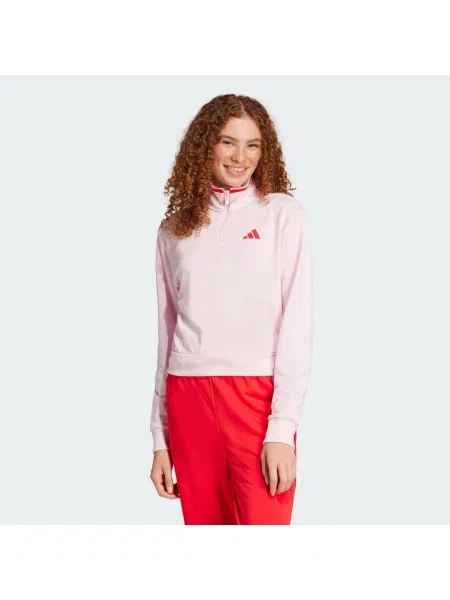 Bluza dresowa Essentials Color Pop French Terry Crop Quarter-Zip różowa