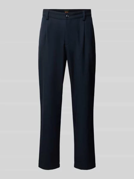 Chinosy o kroju tapered z dodatkiem wełny model Boss Orange granatowe