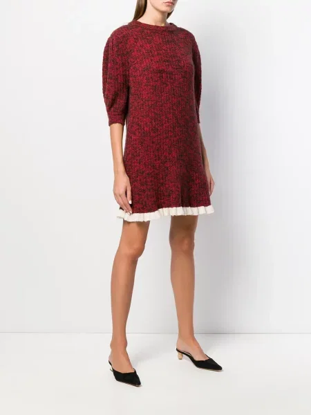 Kašmírové oblekové žebrované šaty Cashmere In Love červené
