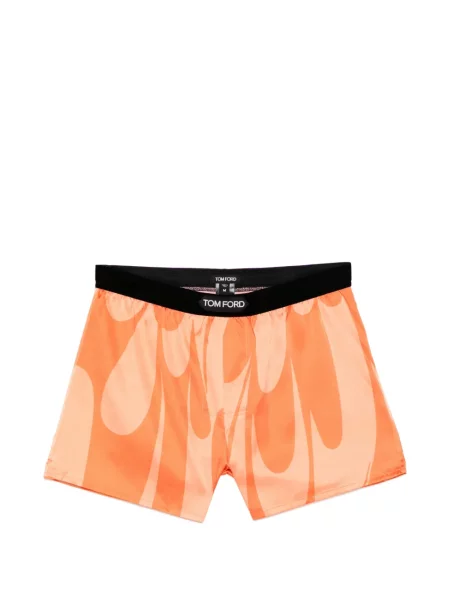Selyem absztrakt mintás boxeralsó Tom Ford nyomtatás narancsszínű