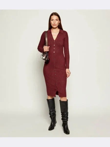 GUESS Rochie tricotat MIRANDA castaniu bordo
