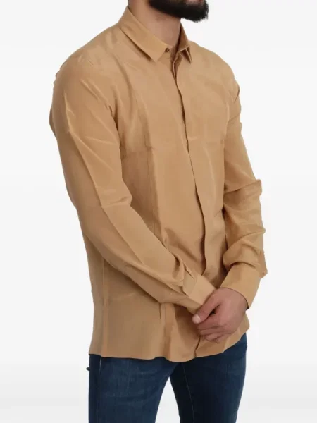 Cămașă Dolce & Gabbana de mătase galben