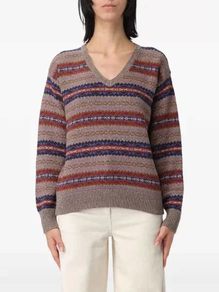 Pulover Lauren Ralph Lauren cu decolteu în V maro