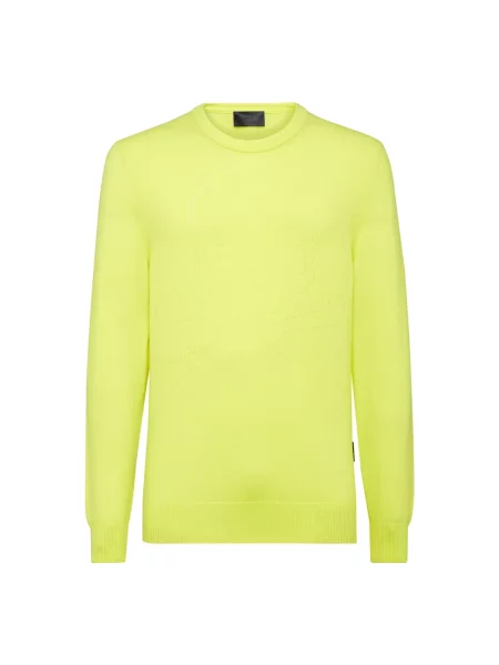 Sweter Philipp Plein z kaszmiru z okrągłym dekoltem żółty