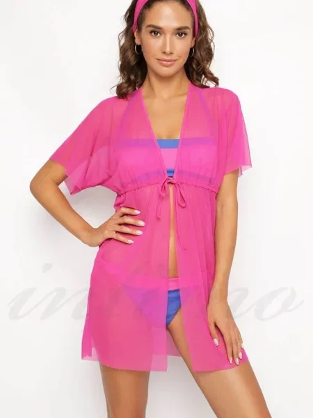 Пляжная прозрачная туника рожева