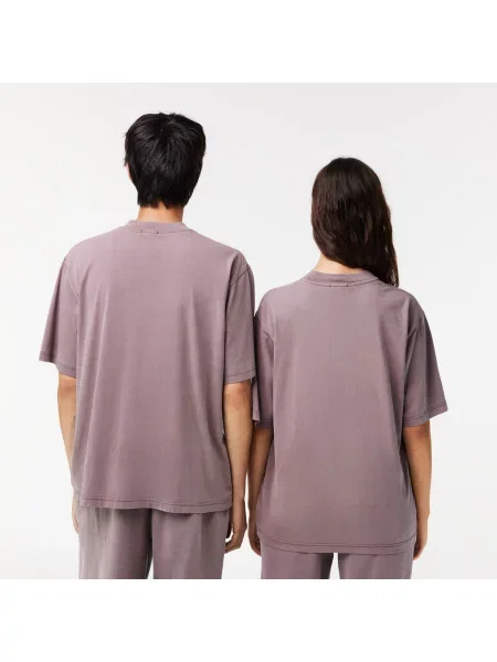 Lacoste Koszulka Loose Fit Jersey fioletowa