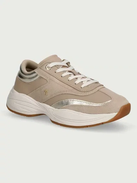 Tommy Hilfiger TH MODERN SPORTY RUNNER LEATHER sneakers pentru femei din piele bej