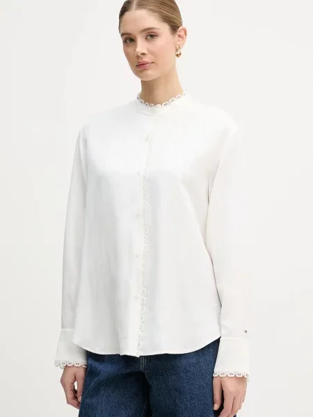 Tommy Hilfiger cămașă din amestec de in bej