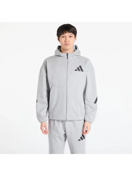 Hanorac cu glugă Adidas Performance cu glugă alergare gri