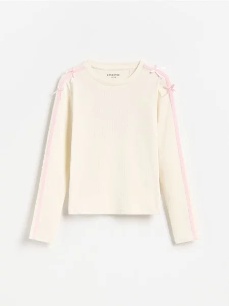 Reserved Tricou cu funde crem