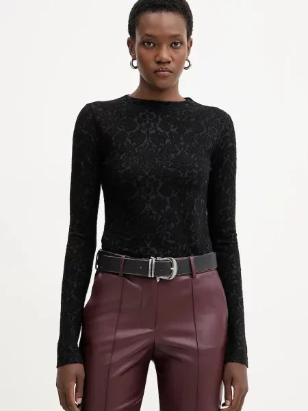 Pinko bluzka z dodatkiem wełny gładka czarny