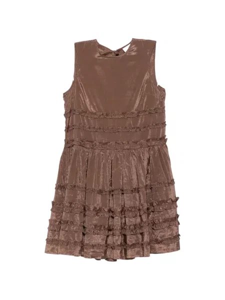 Rochie mini Damson Madder cu volane maro