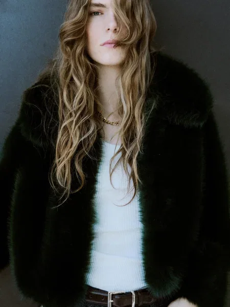 Шуба MANGO зелений