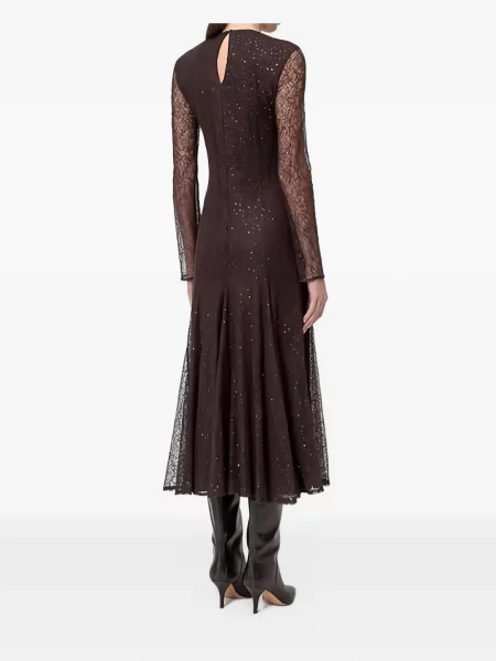 Rochie Twinset cu paiete din dantelă maro