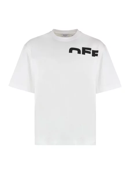 Koszulka Off-white z okrągłym dekoltem żakardowa biała
