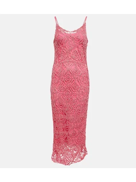 Rochie maxi Tom Ford tricotate ajurata de costum roz