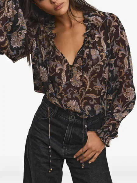 Bluză Veronica Beard cu volane negru