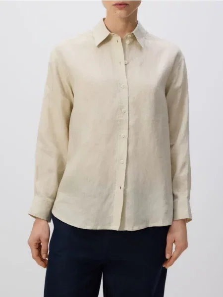 Reserved Cămașă din in galben-pal galben