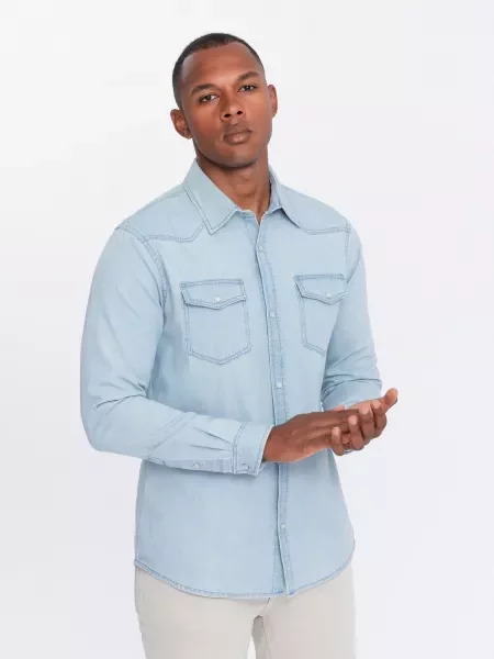 Pocnitură cămașă din denim Ombre albastru