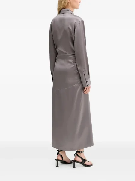 Rochie tip cămașă Isabelle Blanche de costum gri