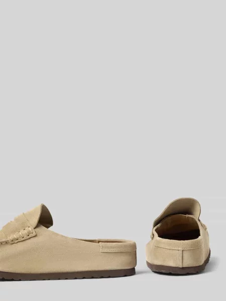 Chodaki z zamszu model Naples Wrapped' Birkenstock beżowe