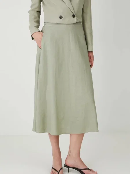 Льняна спідниця Medicine midi розкльошена зелений