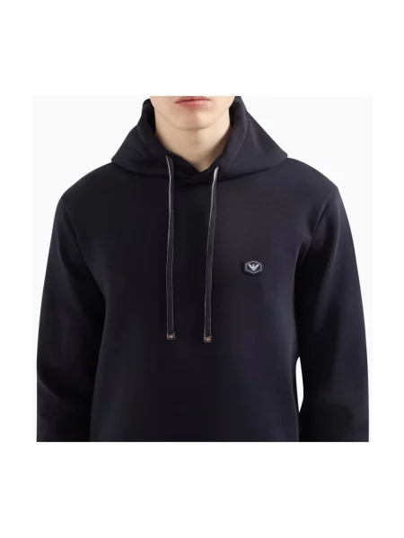 Bluza z kapturem Emporio Armani z kapturem niebieska