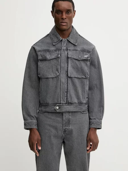 Filling Pieces jachetă de Denim Washed de tranziție gri