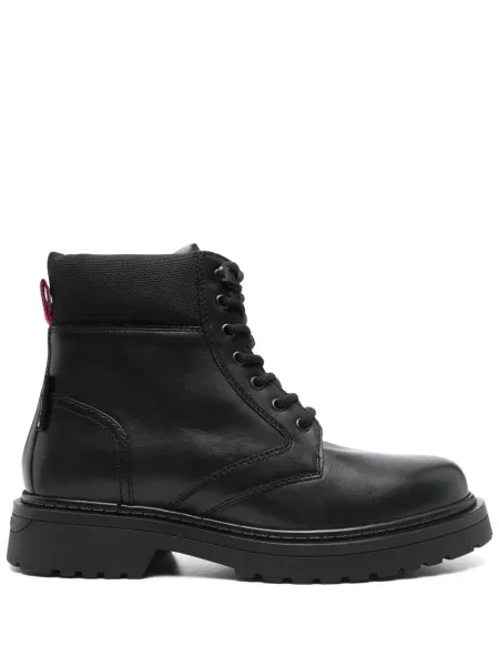 Cizme scurte Tommy Jeans din piele negru