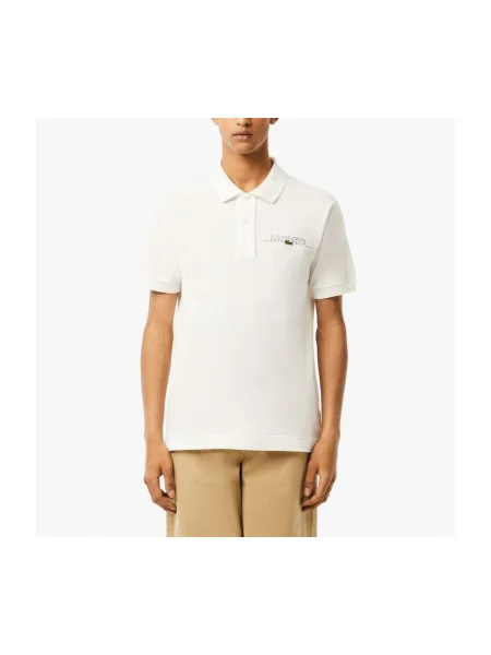 Gulerat scurt tricou Lacoste alb