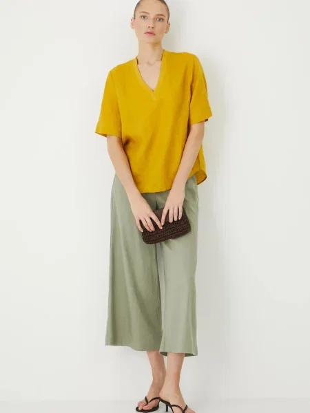 Льняна блузка Medicine однотонна жовтий