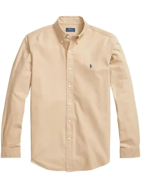 Iš natūralios odos raštuotos polo marškinėliai Polo Ralph Lauren su sagtimis mėlyna