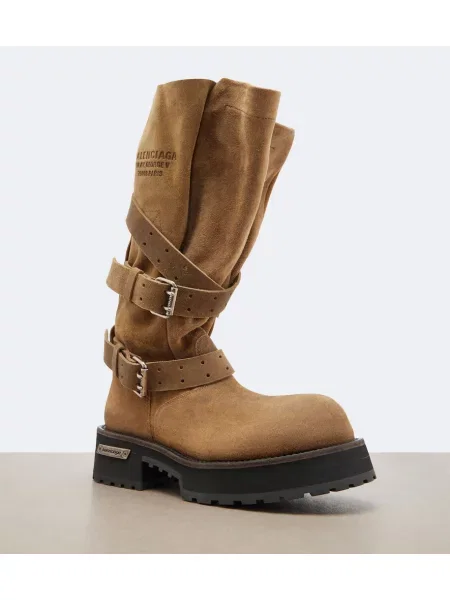 Botine Balenciaga din piele de căprioară maro