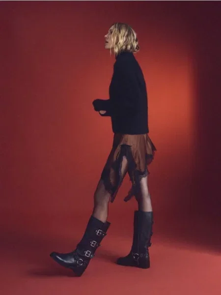 Кожаные байкерские сапоги Reserved черные