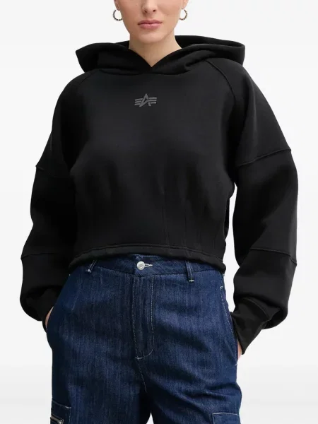 Hanorac cu glugă Alpha Industries cu imagine negru