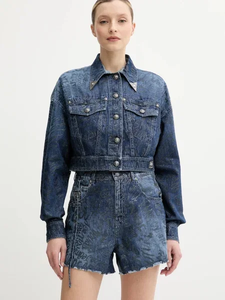 Versace Jeans Couture geacă din denim bleumarin de tranzitie