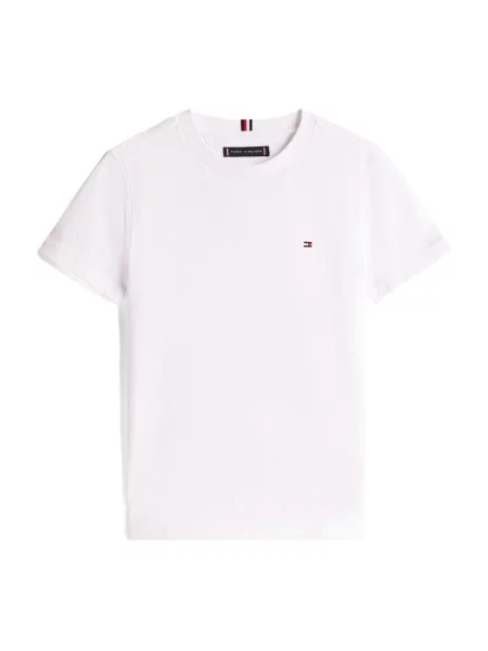 TOMMY HILFIGER Tricou Essential Flag Embroidery' alb