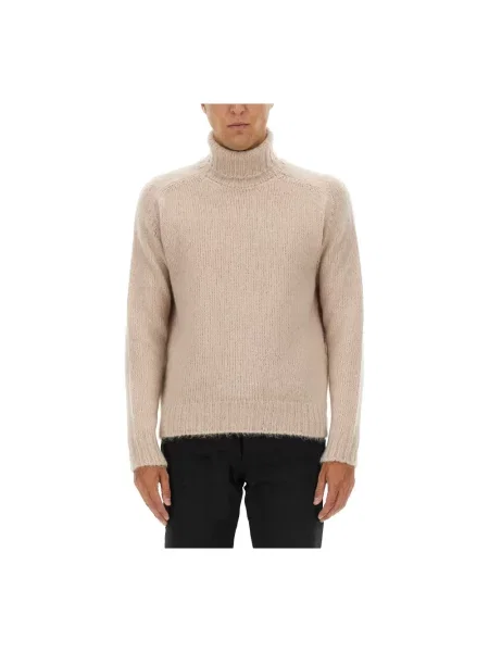 Sweter z golfem Tom Ford wełniany beżowy