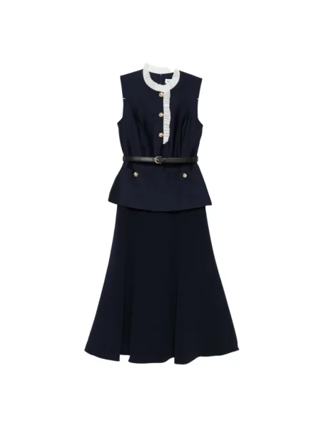 Sukienka z falbankami Self-portrait z falbankami niebieska