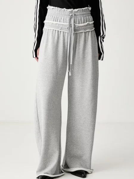 Adidas Originals широк панталон дамски от SST Double сиво