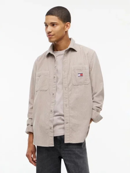 Tommy Jeans koszula z sztruksu Mężczyźni Comfort Fit S szary